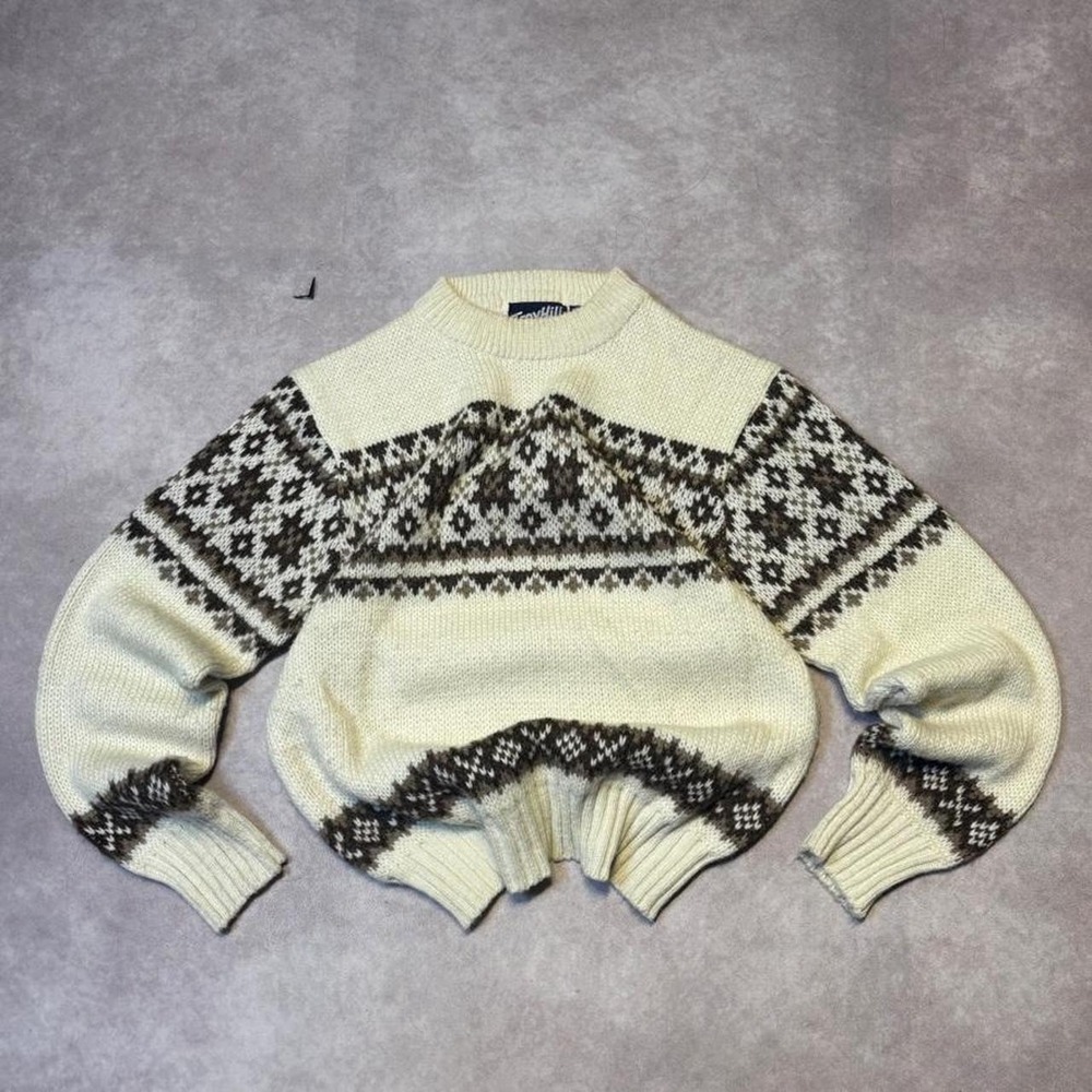 Vintage Y2K Troy Hill Nordic Pattern Cozy Knit Sweater Mens Fits S